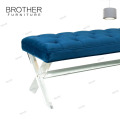 Neueste Design Blue Fabric Tufted Ottoman Bank mit Metallrahmen